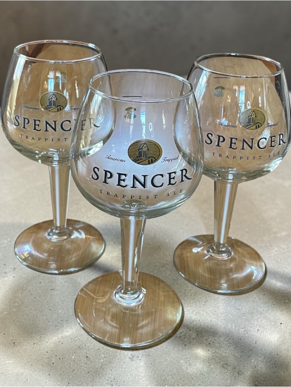 Spencer's Branded Clear Glass Trappist Ale Goblets - Set of 3